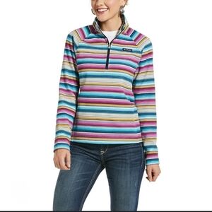 Ariat Women's Real Comfort Serape 1/2 Zip Multicolor Striped Sweater Cottagecore